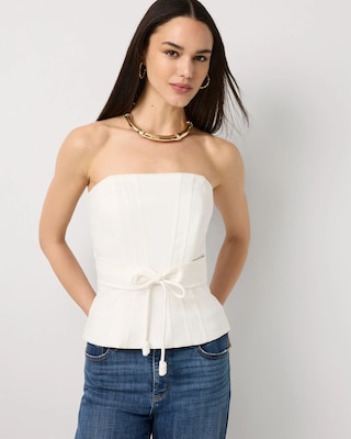 Tie-Waist Peplum Bustier | White House Black Market